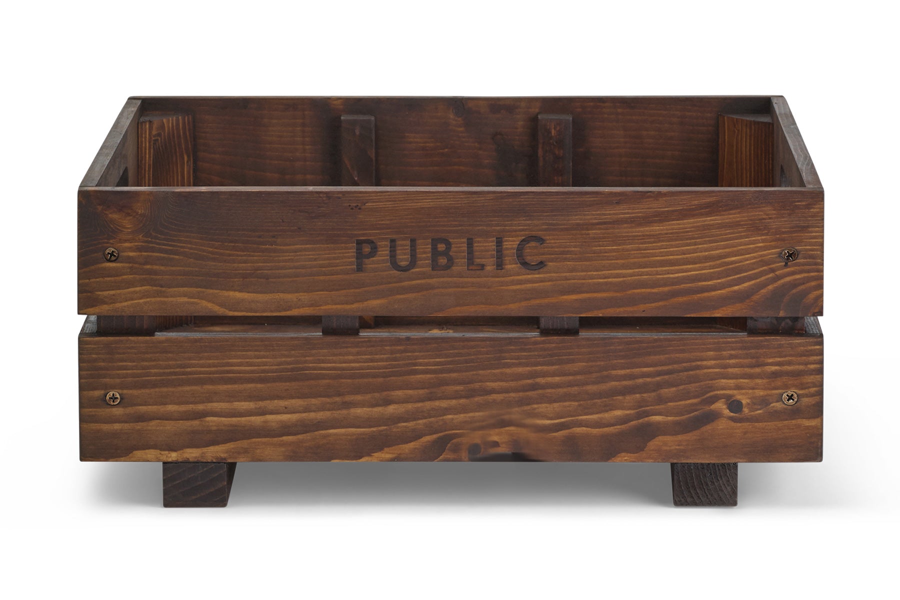 Pistol Pete's Rustic Wooden Crate – Medium 18x12.5x9.5 – Handmade Stackable Storage Bin With Handles – Made In USA